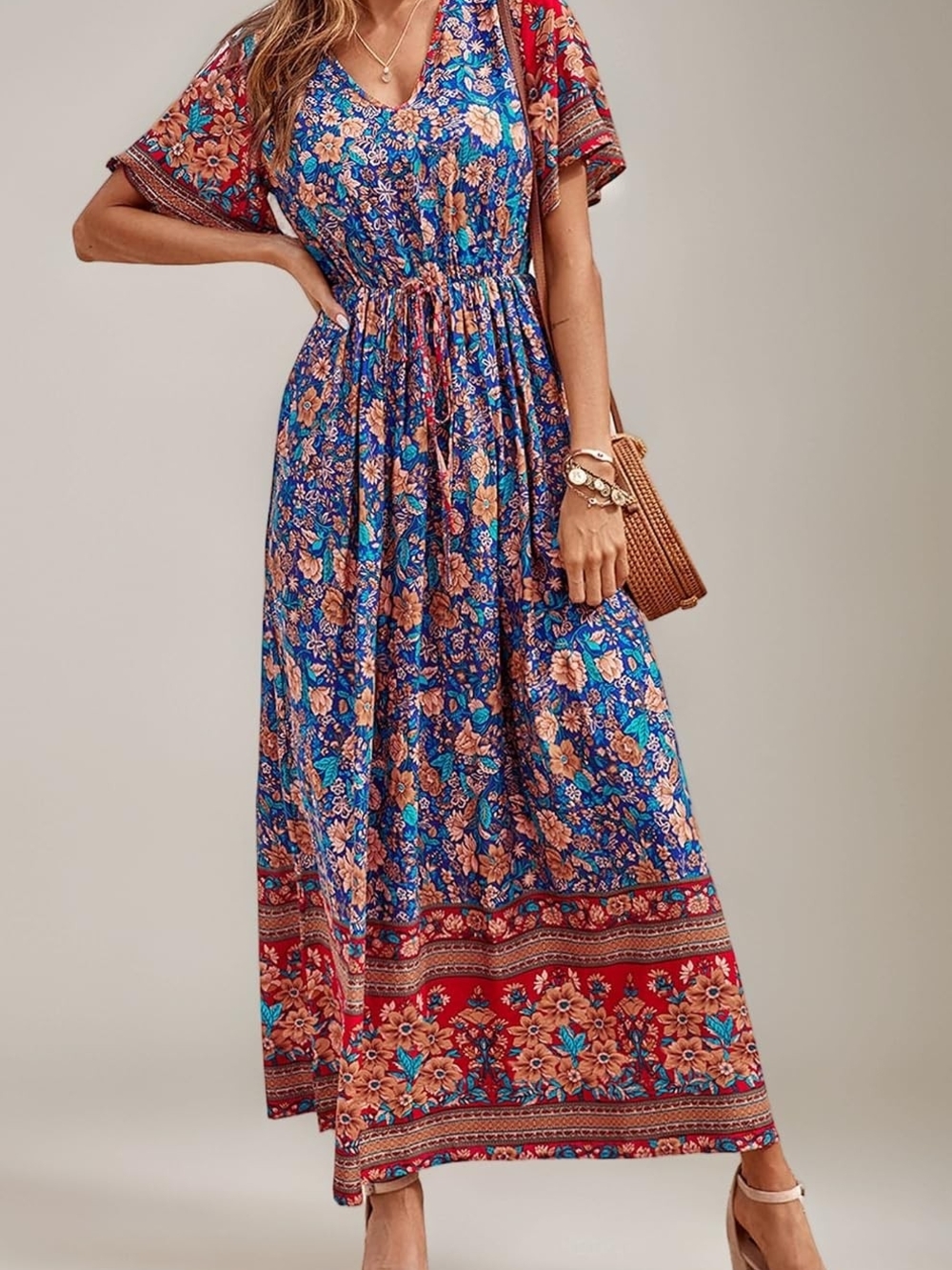 PRETTYGARDEN Women's Boho Floral Maxi Dress XL